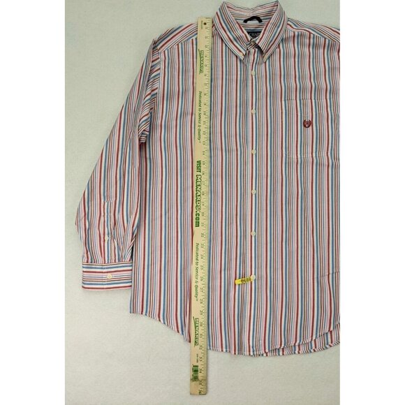 Chaps Men's Shirt Size L Red White Blue Striped Long Sleeve Button-Up - Picture 9 of 12